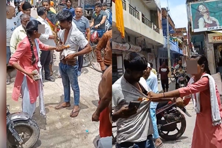 தொல்லை கொடுத்த வாலிபர்; சட்டை காலரை பிடித்து, கன்னத்தில் அறைந்த பள்ளி மாணவி: