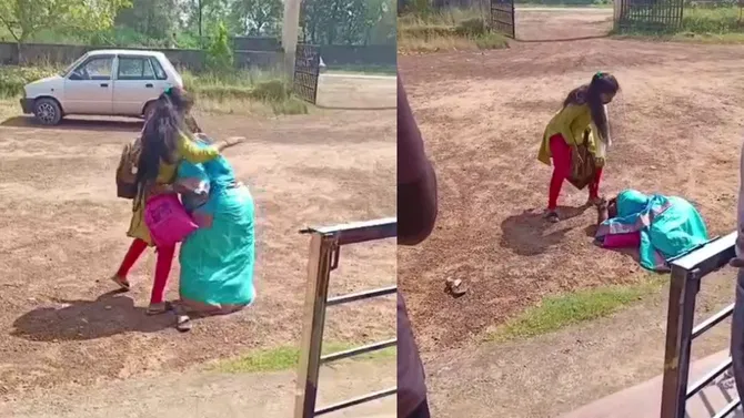 பெற்ற தாயை செருப்பால் கொடூரமாக தாக்கிய மகள் – வைரல் வீடியோ