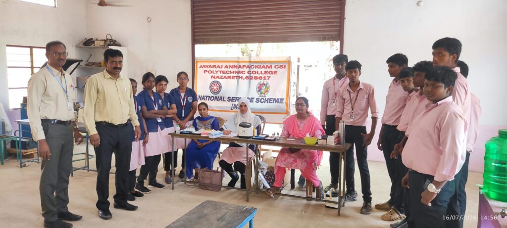 நாசரேத் பாலிடெக்னிக் கல்லூரியில் ரத்த வகை கண்டறிதல் முகாம்;